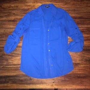 Pretty! Express button up shirt royal blue